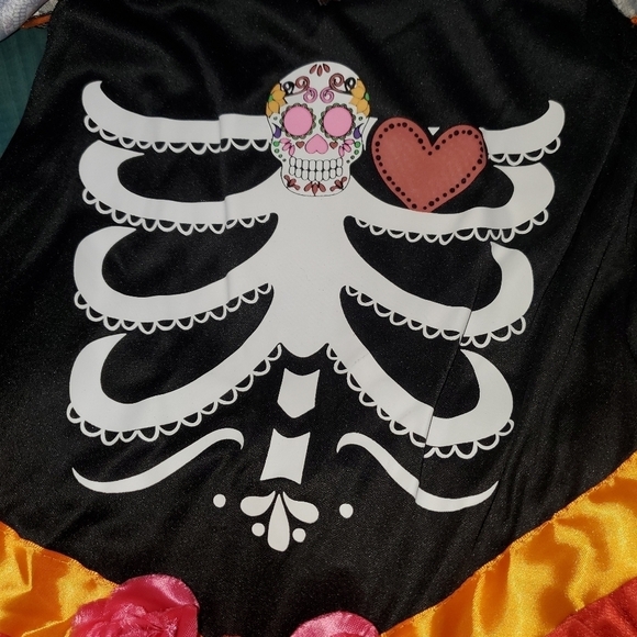 Skeleton Costume Dress Cold Shoulder New Large - Picture 2 of 7